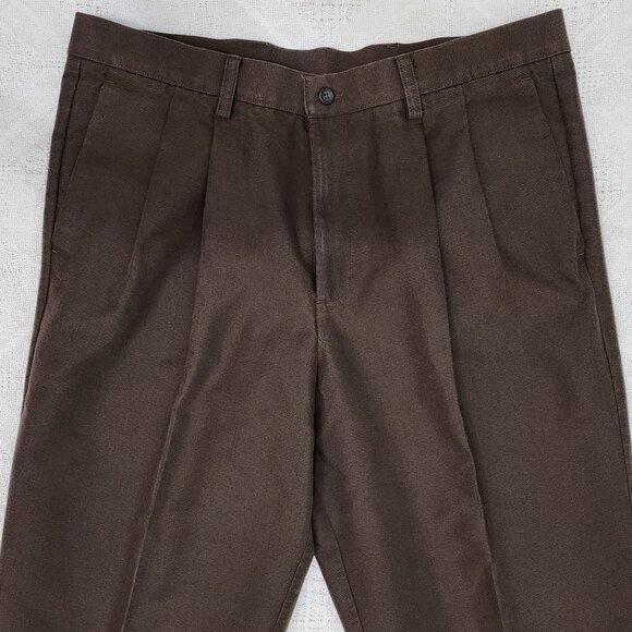 Chocolate Brown Pleated Trousers for Men - Picture 7 of 9